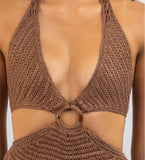 Vcay Crochet V-Neck Tie Beach Dress