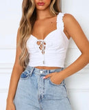 Summer Lace Up Strap Crop Top