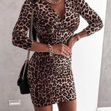 Autumn Leopard Print Mini Dress