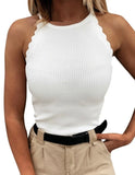 White and black knitted halter tank top.