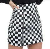 Plaid Zipper Mini Skirt
