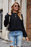 Solid Plain Pullover Round Neck Loose Sweater