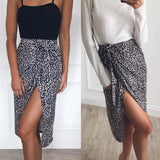 White and Black Print Wrapped Skirt